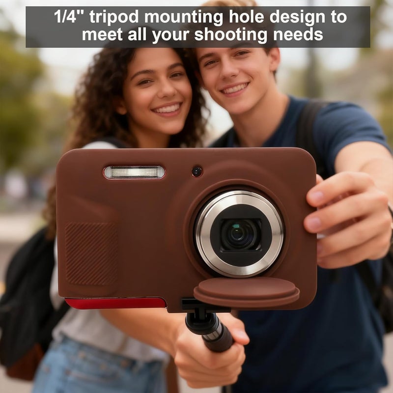 Frevyve Case for Kodak PIXPRO FZ55 Digital Camera Accessories, Soft Silicone Protective Case, Slim Fit Sleeve with Removable Lens Cover and Screen Protector, Lightweight, Anti-Scratch (Dark Brown) - Image 3